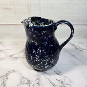 Blue Speckled Ceramic Pitcher -‎ Farmhouse Decor Small Creamer Milk Jug